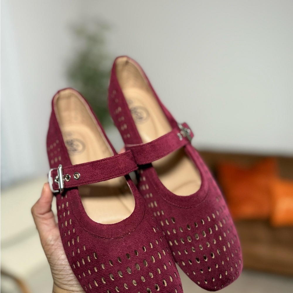 Trary Burgundy Mary Jane Flats